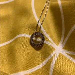 14k white gold diamond circle pendant